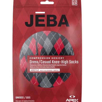Jeba Knee-High Compression Socks Argyle Pattern.