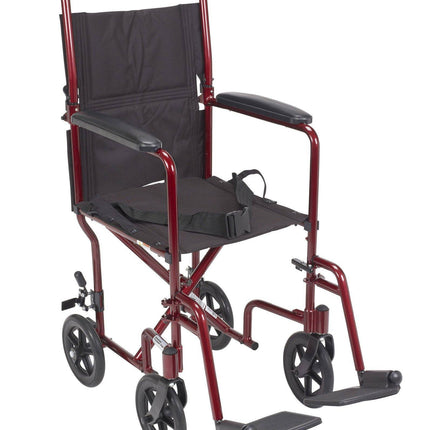 Red Transport Wheelchair with 1 Year Warranty - Footit Medical, CPAP, Stairlift, Orthotic, Prosthetic, & Mobility Supply