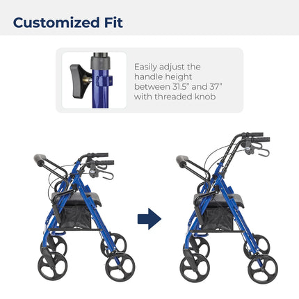 Duet Rollator/Transport Wheelchair Chair, 8" Casters
