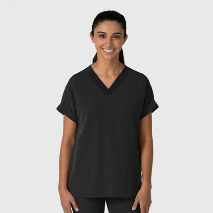 Nova Women's Drop Shoulder Boxy Scrub Top Black 6232