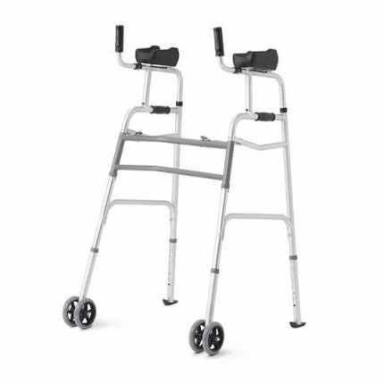 Medline Upright Folding Walker with 5” Wheels