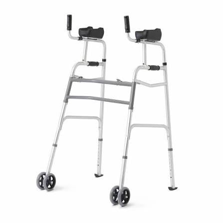 Medline Upright Folding Walker with 5” Wheels