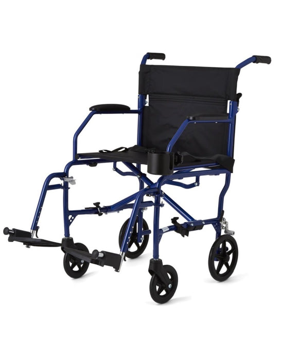 Ultralight Aluminum Transport Chair, 19" Seat Width, 300 lbs. BLUE!!!