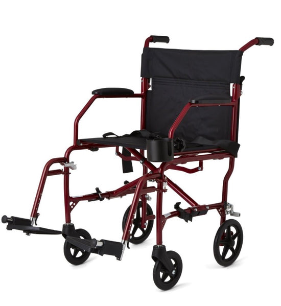 Ultralight Aluminum Transport Chair, 19" Seat Width, 300 lbs RED!!!