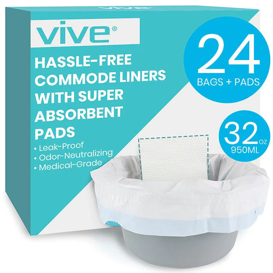 Vive Commode Liners with Super Absorbent Pads
