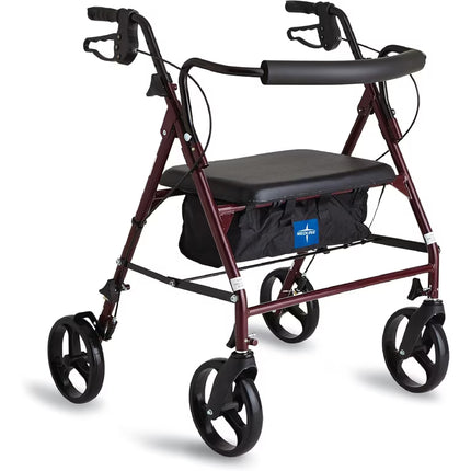 Medline Heavy duty steel rollator bariatric rollator with 8" wheels **Burgundy
