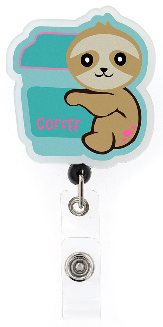 Slothie Coffee - Cutieful Acrylic Badge Reel