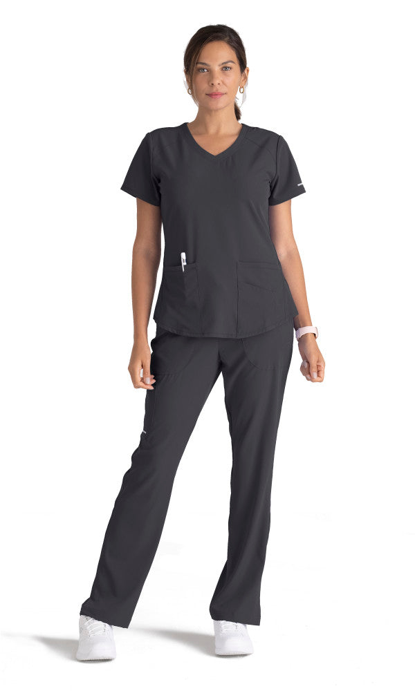 BREEZE TOP STYLE NUMBER:SK101 3PKT V-NECK PEWTER