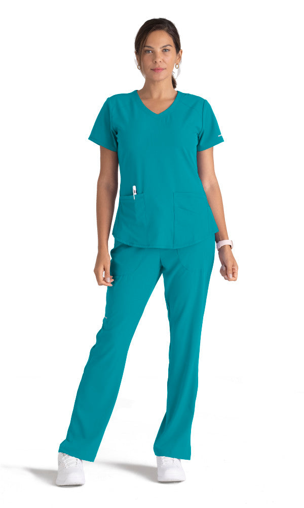 BREEZE TOP STYLE NUMBER:SK101 3PKT V-NECK TEAL