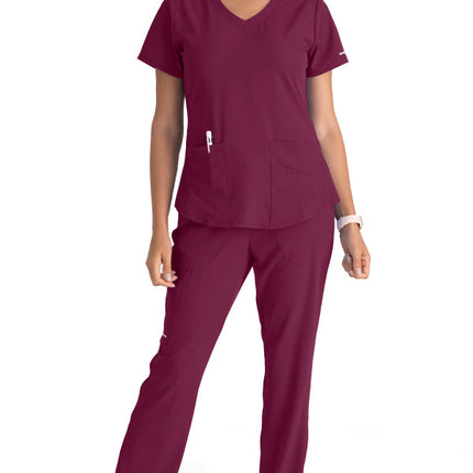 BREEZE TOP STYLE NUMBER:SK101 3PKT V-NECK WINE