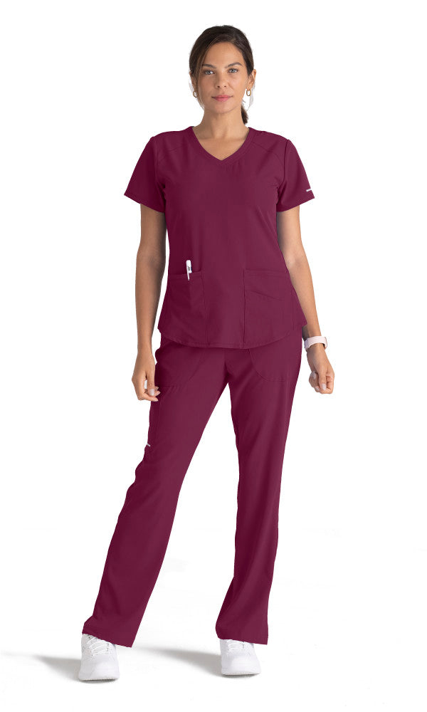 BREEZE TOP STYLE NUMBER:SK101 3PKT V-NECK WINE