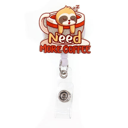 Need more coffee-Glitter acrylic badge