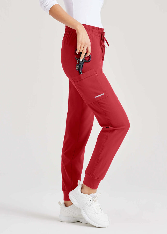Theory 4-Pocket Mid-Rise Jogger Scrub Pant TRUE RED