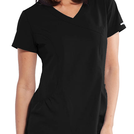 Charge 3-Pocket Crossover Scrub Top BLACK