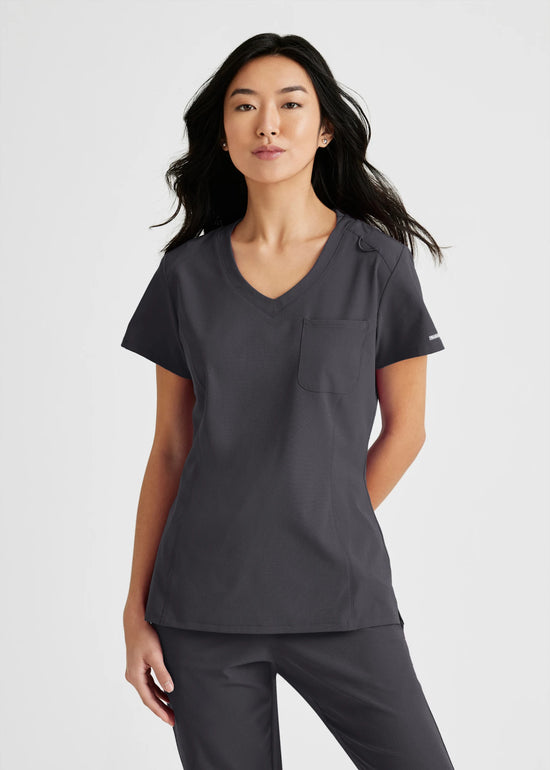Dignity 1-Pocket V-Neck Tuck-In Scrub Top PEWT