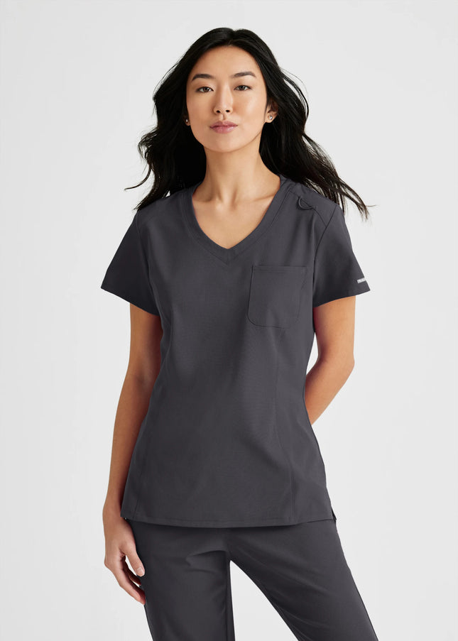Dignity 1-Pocket V-Neck Tuck-In Scrub Top PEWT