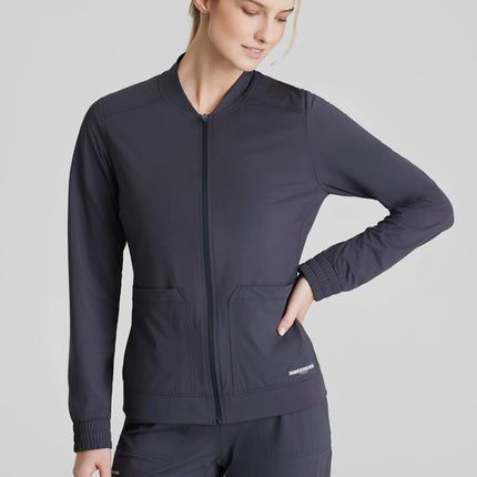 Skechers Slip-Ins Contour 3-Pocket Zip-Front Warm-Up Jacket PEWTER