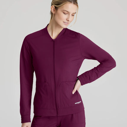 Skechers Slip-Ins Contour 3-Pocket Zip-Front Warm-Up Jacket WINE