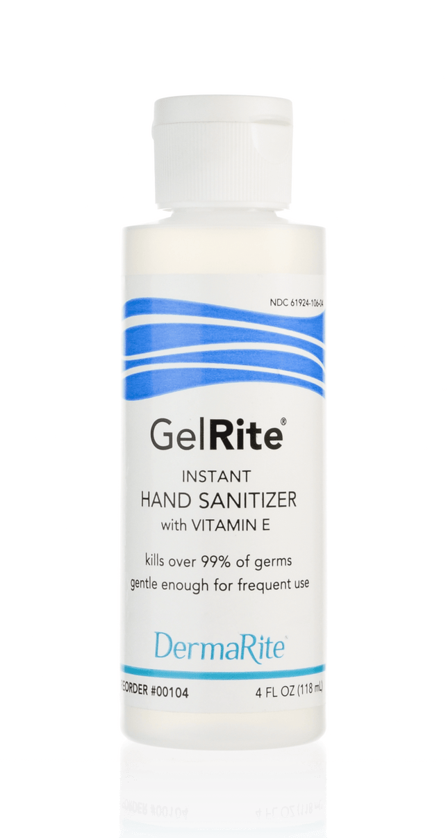 Hand Sanitizer 4oz Bottle Gel Rite with Vitamin E Kills 99.9% of germs Dermarite.