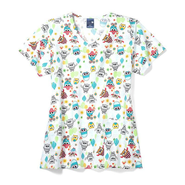 Printed V-Neck Scrub Top.