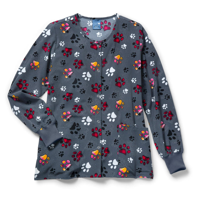 Printed Poly Warm Up Scrub Jacket.