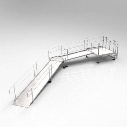 EZ Access 25FT-30FT Handicap Ramp, 1 Platform Turn, & Installation ADA Compliant - Footit Medical, CPAP, Stairlift, Orthotic, Prosthetic, & Mobility Supply