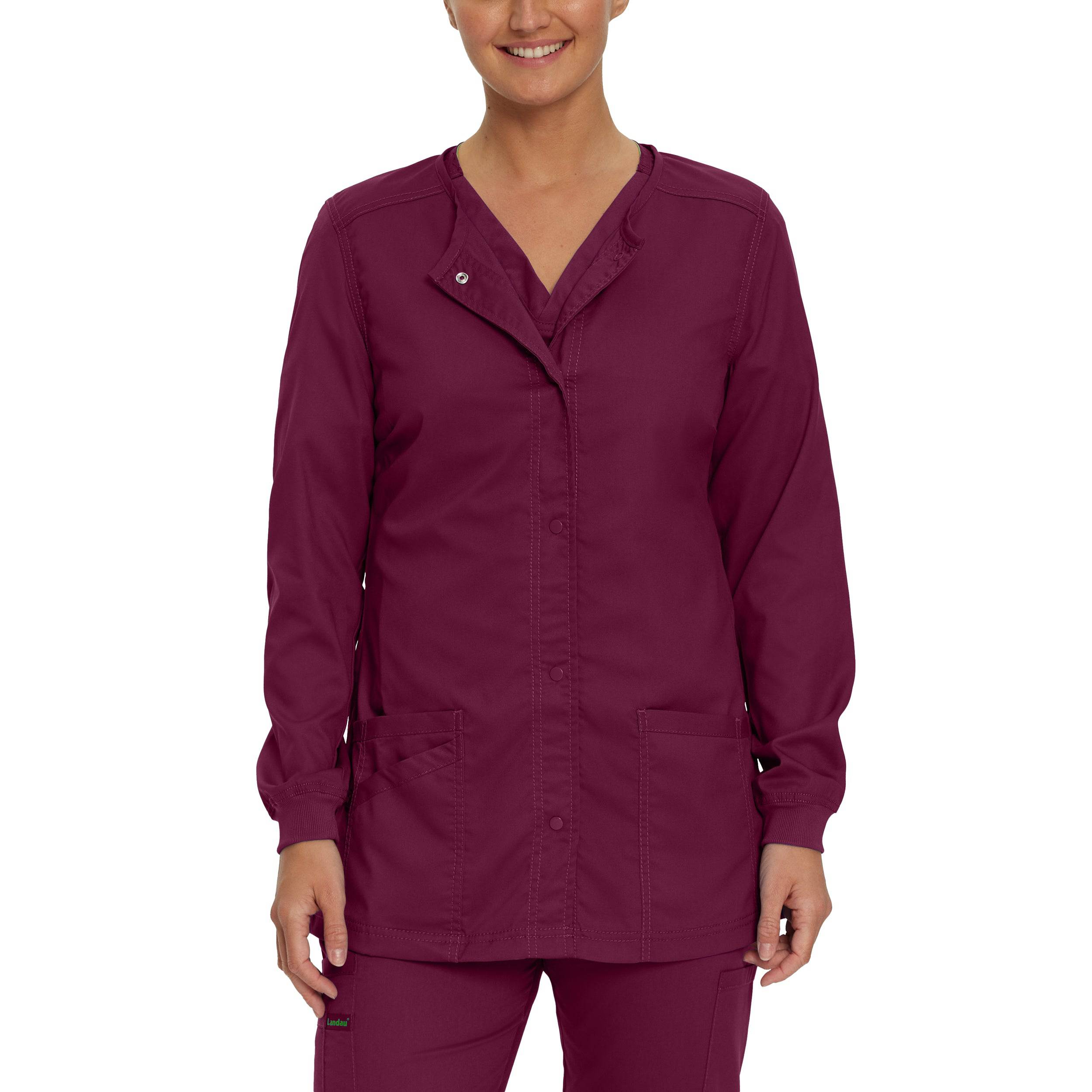 Landau Women's Snap Front Warm-up Scrub Jacket